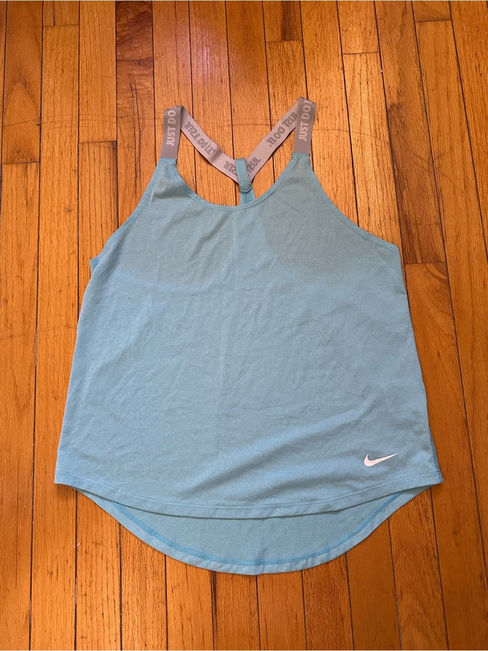 Nike Sky Blue Racerback Tank with 'Just Do It' Straps